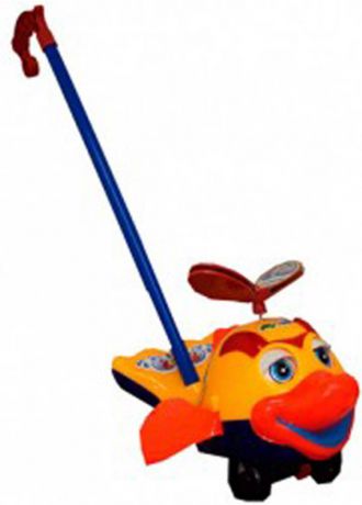 Каталка на палочке s+s Toys "Рыбка" от 1 года оранжевый пластик на колесах