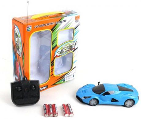 Машинка на радиоуправлении Shantou Gepai Super Racing от 3 лет голубой пластик, металл 4 канала, свет, 1:24