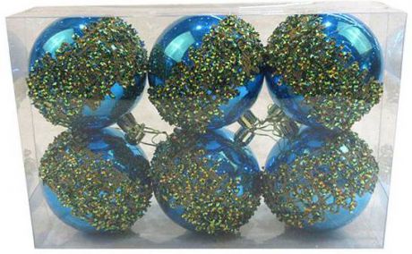 Набор шаров Новогодняя сказка 972914 голубой 6 шт 8 см пластик