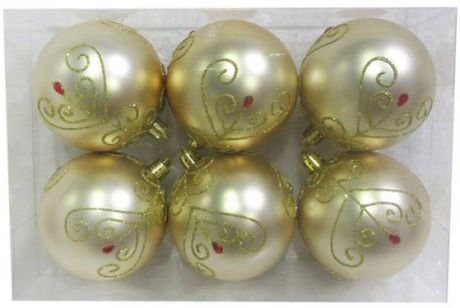 Набор шаров Новогодняя сказка 972886 золотой 6 шт 8 см пластик