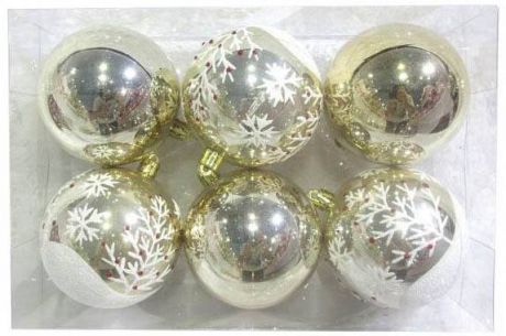Набор шаров Новогодняя сказка 972888 золотой 6 шт 8 см пластик