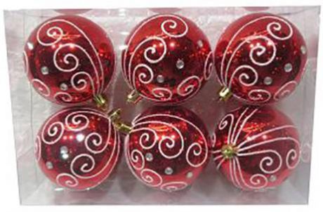 Набор шаров Новогодняя сказка 972905 красный 6 шт 8 см пластик