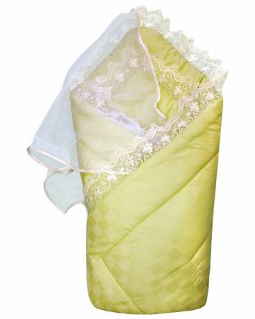 Конверт-одеяло на выписку Золотой Гусь (сатин-жакард/зелёный)