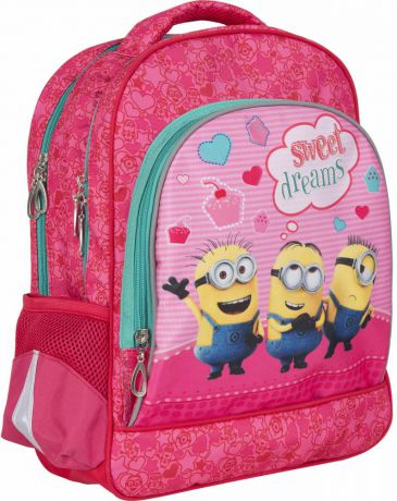 Дошкольный рюкзак Росмэн "Миньоны" с усиленной спинкой красный розовый 31901