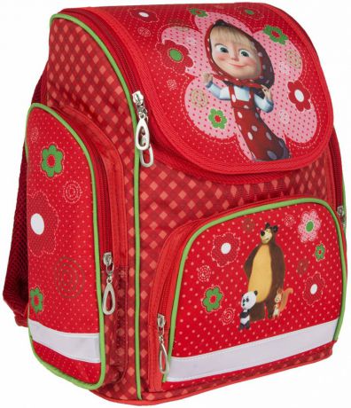 Дошкольный рюкзак Росмэн "Маша и Медведь" с усиленной спинкой красный 31968