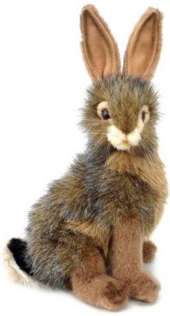 Мягкая игрушка Hansa Чернохвостый заяц заяц серый коричневый черный искусственный мех синтепон 23 см 3754