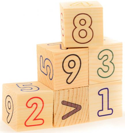 Кубики Русские деревянные игрушки Цифры и счет 6 шт от 3 лет Д490а