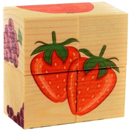Кубики Русские деревянные игрушки "Фрукты" 4 шт от 1 года Д479а
