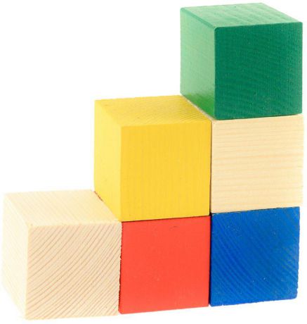 Кубики Русские деревянные игрушки цветные 6 шт от 1 года Д154б