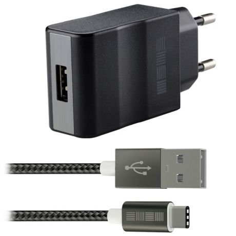 Сетевое зарядное устройство InterStep 1 USB 3A + кабель Type C + быстрая зарядка