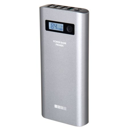 Внешний аккумулятор InterStep PB24QC 24000мАч+8п каб 4USB Quick Charge