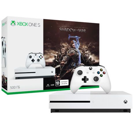 Игровая консоль Xbox One Microsoft S 500 GB белая + Shadow of War (ZQ9-00166)