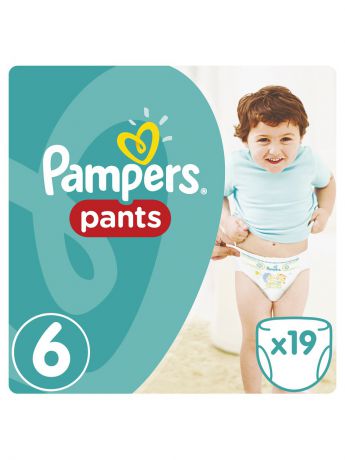 Подгузники детские Pampers Трусики Pants 16кг+, размер 6, 19 шт.
