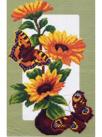 Наборы для вышивания Матренин Посад Рисунок на канве "Бабочки на подсолнухах"