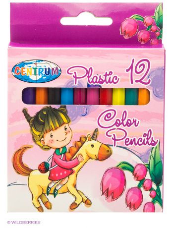Карандаши Centrum Цветные карандаши "Единорог", 12 цветов, короткие