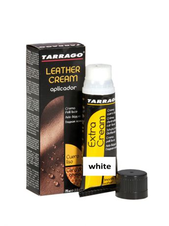 Кремы для обуви Tarrago Крем тюбик с губкой Leather cream, БОЛЬШОЙ, 75мл. (white)