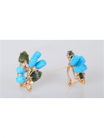 Серьги Lotus Jewelry Серьги "Бирюза-нефрит"