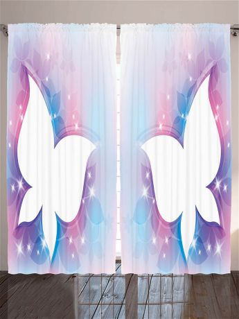 Фотошторы Magic Lady Комплект фотоштор для гостиной "Яркие бабочки", плотность ткани 175 г/кв.м, 290*265 см