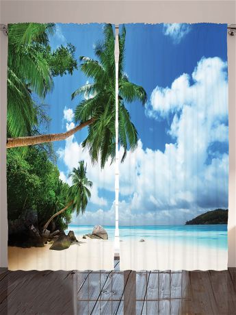Фотошторы Magic Lady Комплект фотоштор для гостиной "Пляжный отдых", полиэстер плотностью 175 г/кв.м, 290*265 см
