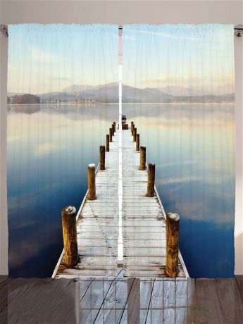 Фотошторы Magic Lady Комплект фотоштор из полиэстера высокой плотности "Мост на озере", 290*265 см