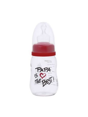 Бутылочки для кормления Bibi. Бутылочка комфорт 125 мл с соской ортодонтической силикон 0 м + " Mama/Papa "