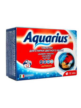 Капсулы для стирки AQUARIUS Таблетки для стирки цветного белья "AQUARIUS" Италия 12 штук