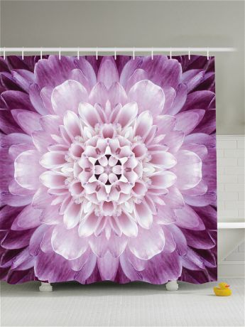 Шторы для ванной Magic Lady Фотоштора для ванной "Фиолетовый цветок, водопад в лесу, осенние берёзы, цветущее дерево", 180x200 с