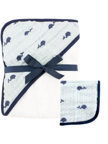 Комплекты для купания новорожденных Hudson Baby Комплект Полотенце с капюшоном и салфетка