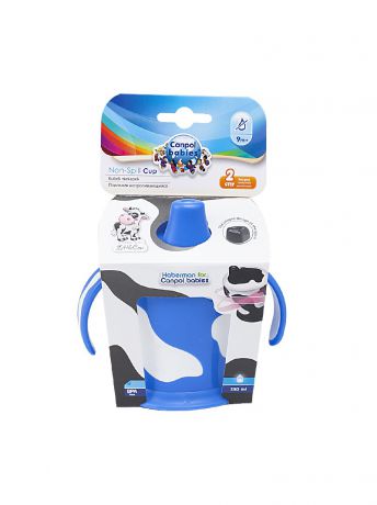 Поильники Canpol babies Чашка-непроливайка с ручками, 250 мл. Little cow 9м+, цвет: синий