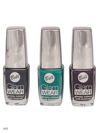 Лаки для ногтей Bell Bell Товар Спайка лак для ногтей устойчивый с глянцевым эффектом glam wear nail т504+т423+т542
