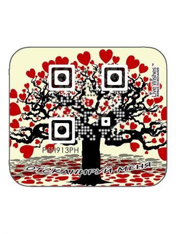 Наклейки интерактивные LiveWishes Наклейка дерево счастья из сердечек