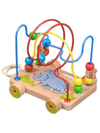 Каталки Игрушки из дерева Развивающая игрушка серпантинка лабиринт-каталка "Слоник"