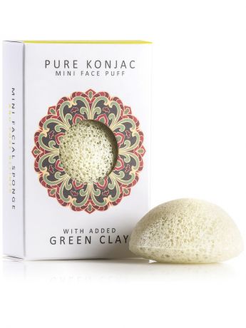 Спонжи The Konjac Sponge Company Воздушный Подарочный  Мини-спонж Конняку для лица Premium с зеленой глиной