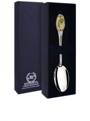 Столовое серебро АргентА Ложка чайная частично позолоченная с логотипом "Водолей"+футляр