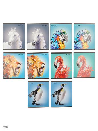 Тетради Канц-Эксмо Комплект тетрадей 48 листов, 10 штук, 5 дизайнов. Яркие животные
