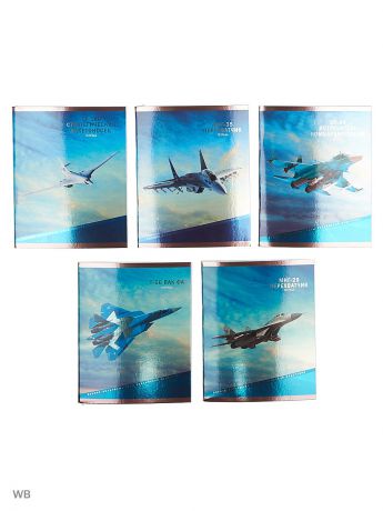 Тетради Канц-Эксмо Комплект тетрадей 96 листов, 5 штук, 5 дизайнов. Военная авиация