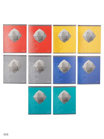 Тетради Канц-Эксмо Комплект тетрадей 48 листов, 10 штук, 5 дизайнов. Цвет и геометрия