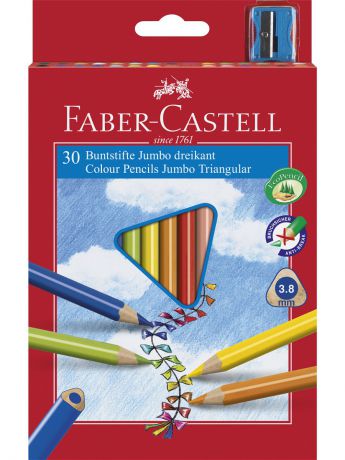 Карандаши Faber-Castell Цветные карандаши  JUNIOR GRIP с точилкой, набор цветов, в картонной коробке, 30 шт.