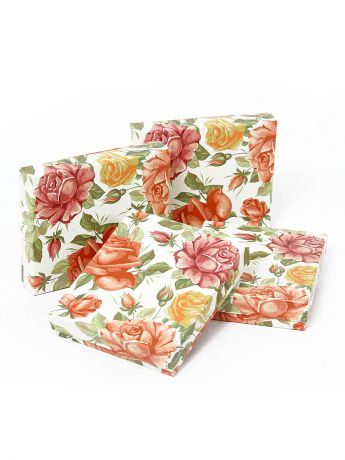 Подарочные коробки VELD-CO Набор из 4 картонных коробок Цветущие розы