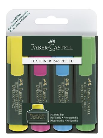 Маркеры Faber-Castell Текстовыделитель 1548, набор цветов, в футляре, 4 шт.