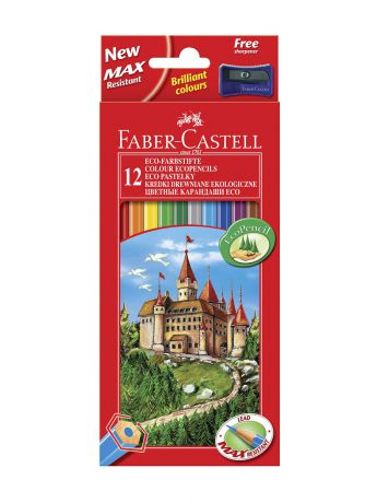 Карандаши Faber-Castell Цветные карандаши ECO ЗАМОК с точилкой, набор цветов, в картонной коробке, 12 шт.