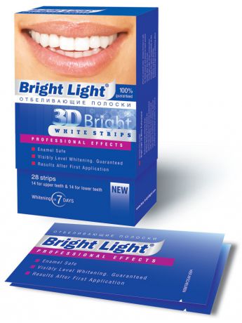 Отбеливающие полоски для зубов Bright Light Отбеливающие полоски для зубов Bright Light "3D Bright Professional Effects" дневной уход