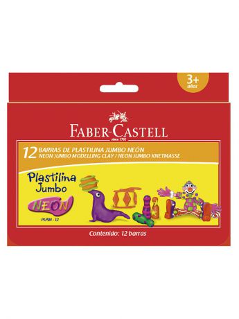 Пластилин Faber-Castell ПЛАСТИЛИН, НЕОНОВЫЕ ЦВЕТА, набор цветов, в картонной коробке, 12 шт., 6 цветов