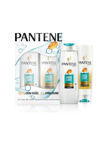 Косметические наборы для ухода PANTENE Подарочный набор Aqua Light: шампунь 250 мл + бальзам-ополаскиватель 200 мл