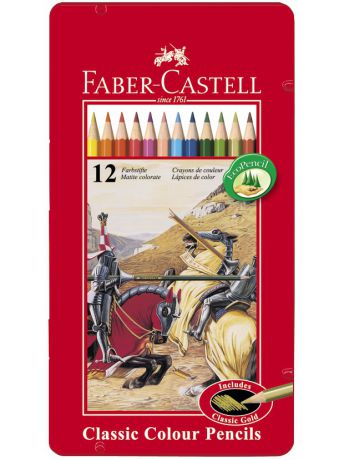 Карандаши Faber-Castell Цветные карандаши  РЫЦАРЬ, набор цветов, в металлической коробке, 12 шт.