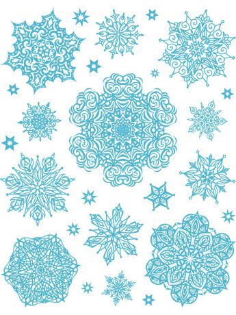 Наклейки интерьерные Яркий Праздник Наклейка для декора "Снежинки голубые 3"