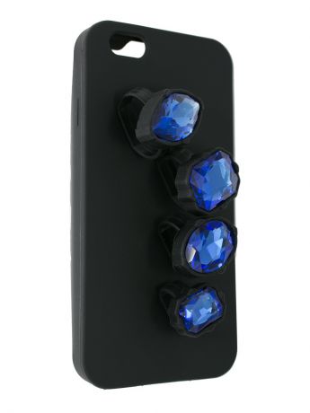 Чехлы для телефонов JD.ZARZIS Чехол для iphone 6 силиконовый черный с четырьмя крупными синими стразами