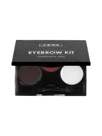 Тени Lamel Lamel professional Набор для бровей Eye Brow Kit тени и воск 02(брюнет/темно коричневый)