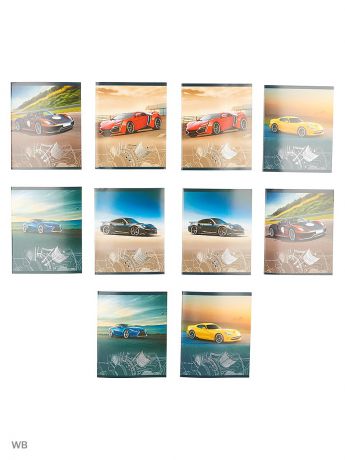 Тетради Канц-Эксмо Комплект тетрадей 48 листов, 10 штук, 5 дизайнов. Стильные автомобили