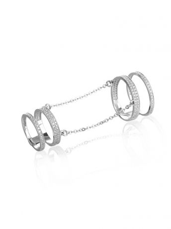 Ювелирные кольца KU&KU Кольцо на две фаланги с цепочками